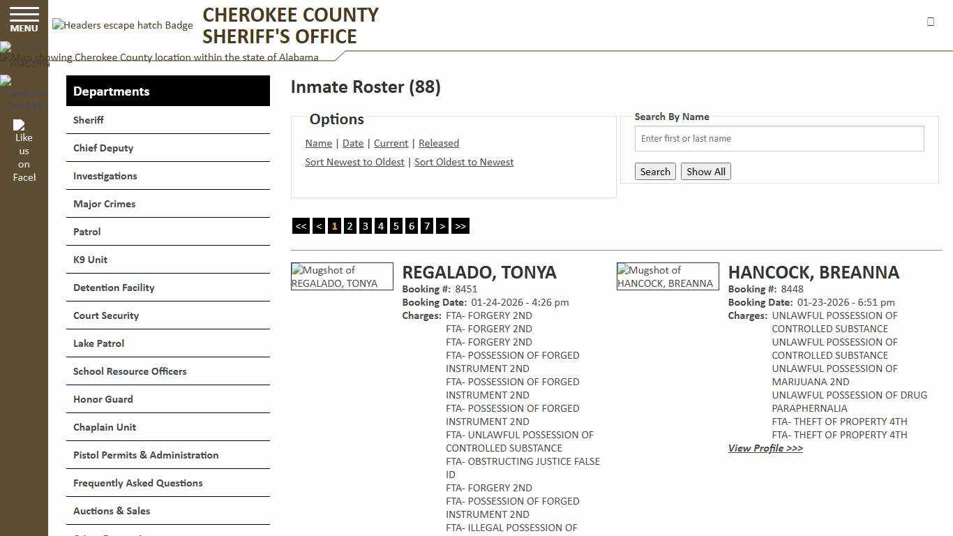 Inmate Roster - Current Inmates Booking Date Descending - Cherokee County Sheriff AL